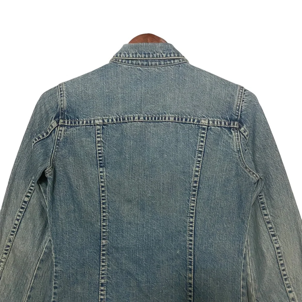 J Crew Vintage Washed  Denim Jean Trucker Jacket Blue